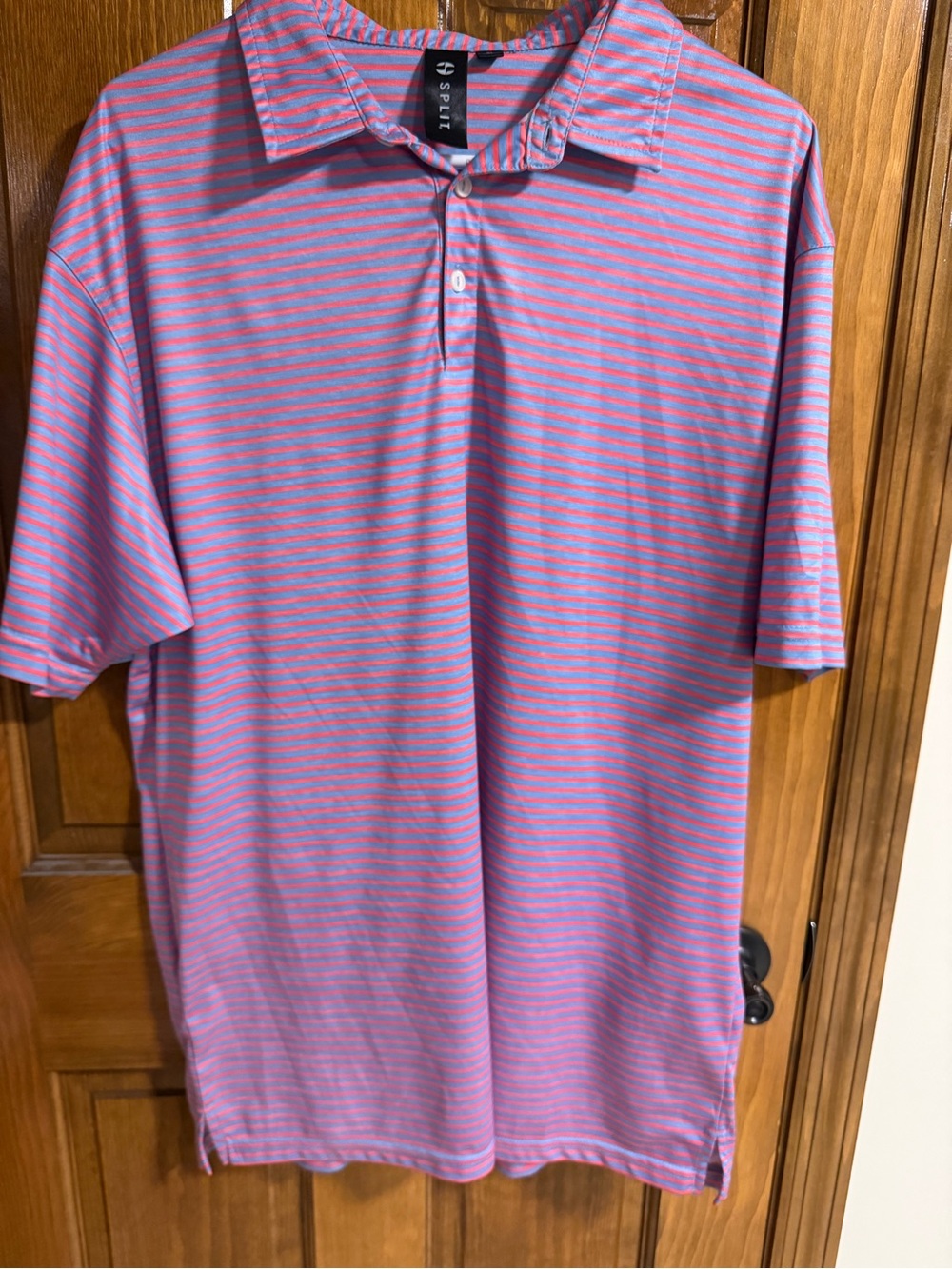 Split Men’s Pink and purple Golf Striped Polo Shirt XL